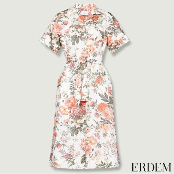 ERDEM **NWT** Mayra Floral Shirtdress in White Floral Multi - Picture 1 of 14